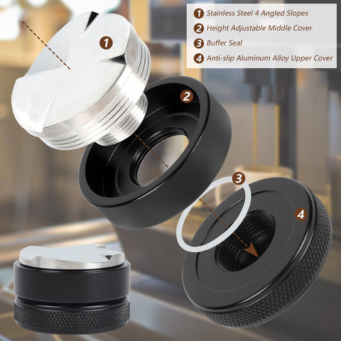 VIGIND 58mm coffee distributor circle-movement illustrates uniform bed formation.