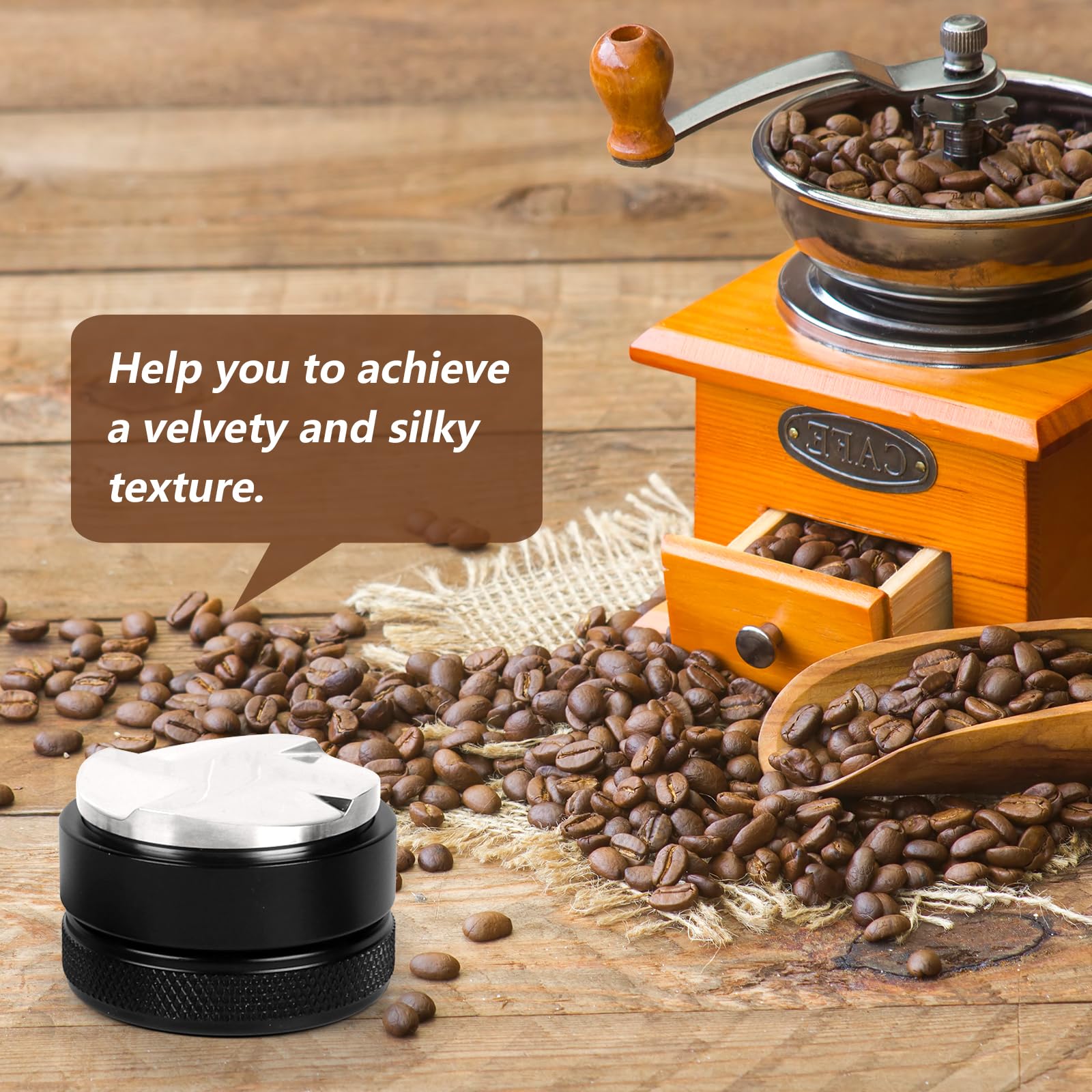 VIGIND 58mm coffee distributor durable stainless steel base built to last in busy kitchens.