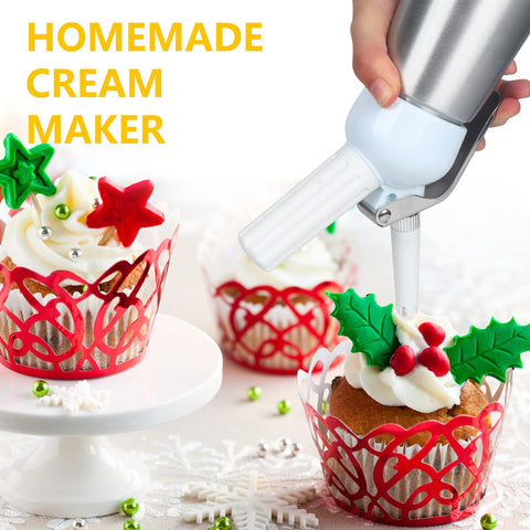 VIGIND whipped cream dispenser disassembles easily for thorough cleaning after use.