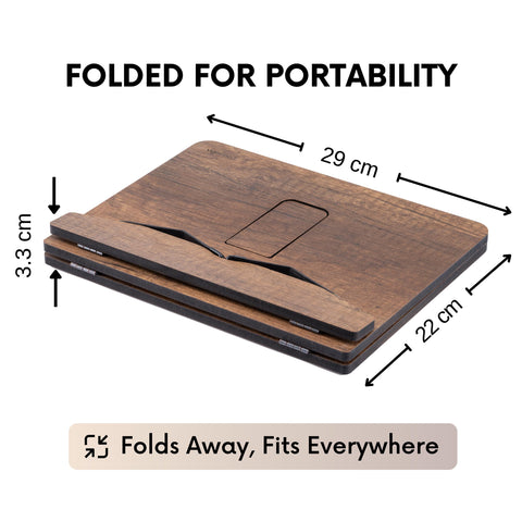 Vigo Wood walnut adjustable angles provide ergonomic viewing for comfortable reading.
