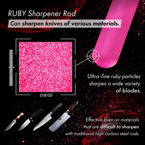 VIGORCRAFT Ruby Sharpener Rod in use for quick blade refresh