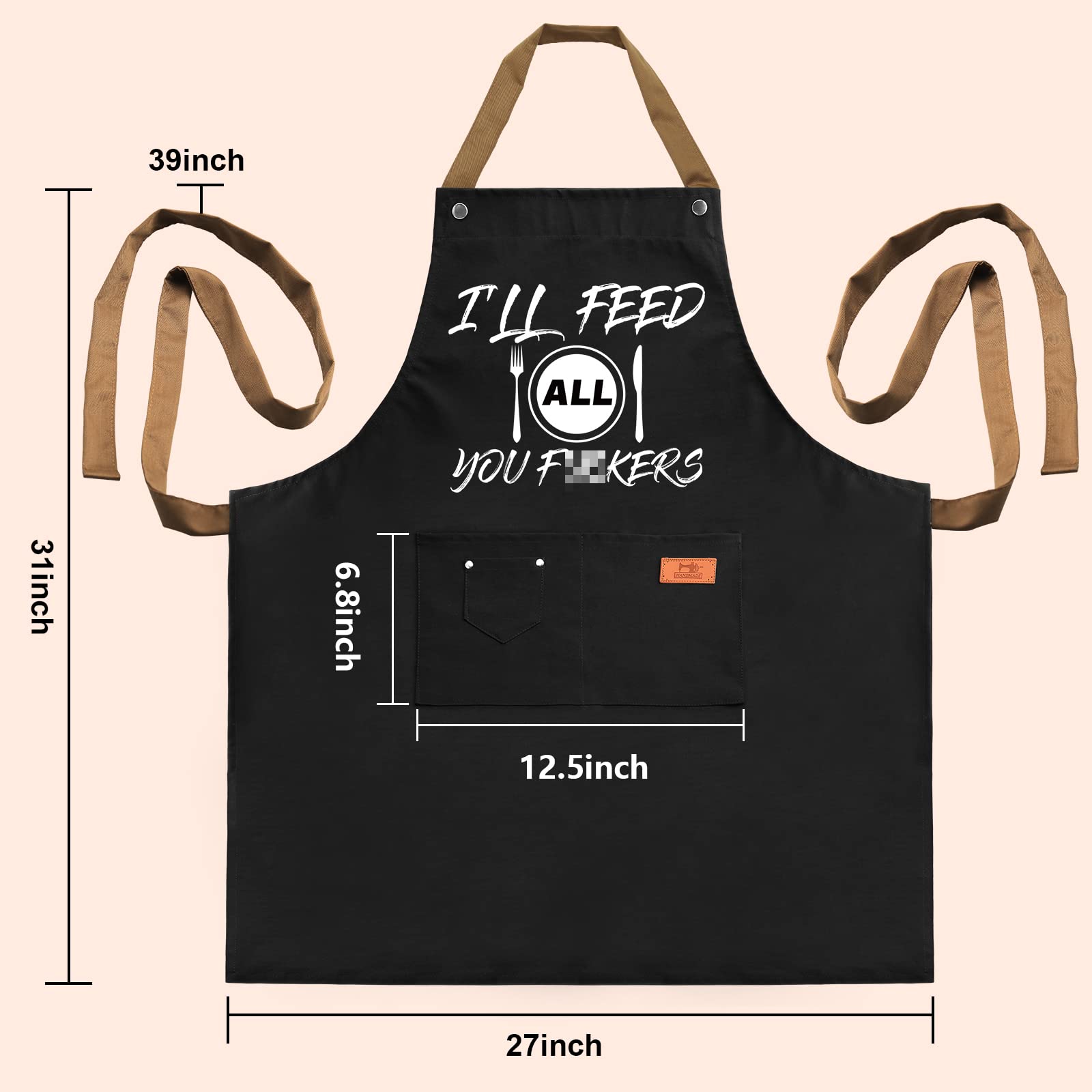 VIISPIRIT Apron with pockets keeps tongs and thermometer within easy reach.