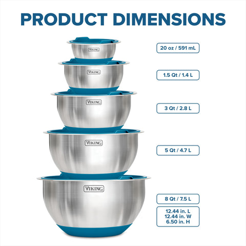 Viking 8 qt large bowl with lid for batch mixing.