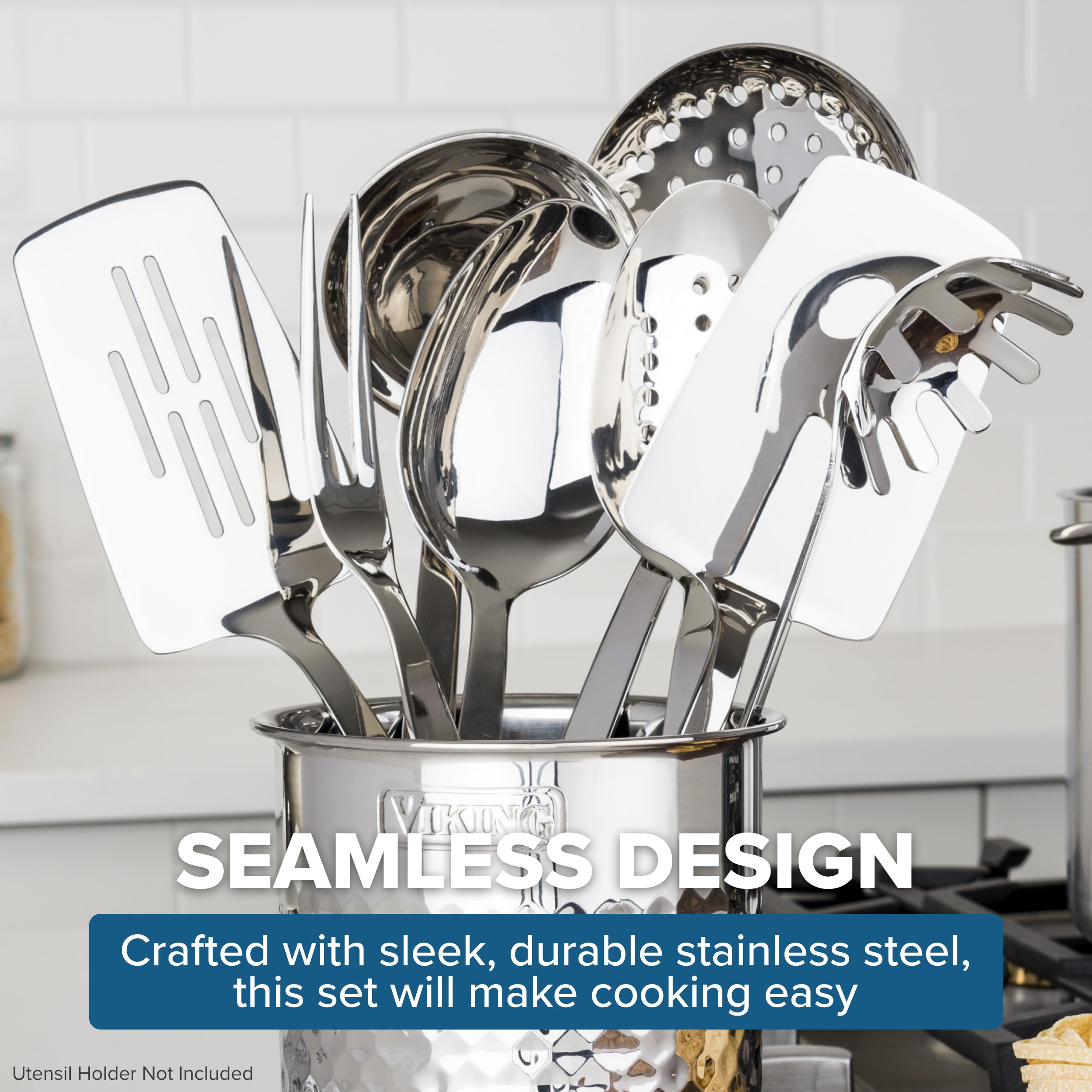 Viking 8-piece utensils set deep ladle, perfect for soups and stews.