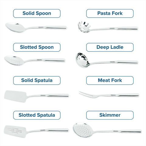 Viking 8-piece utensils set pasta fork, ideal for pasta and sauces.