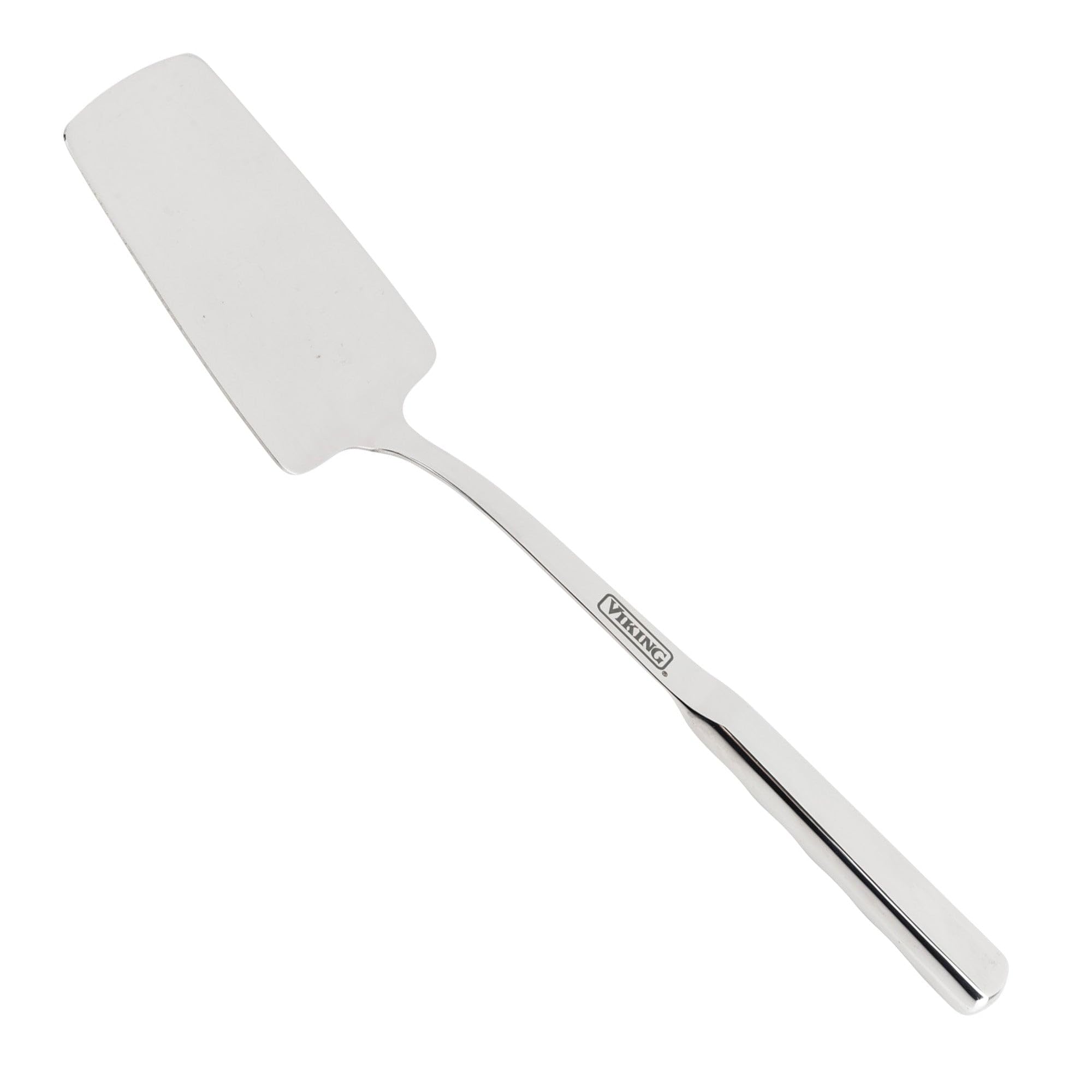 Viking Culinary Solid Spatula with ergonomic stay-cool handle for comfortable flipping.
