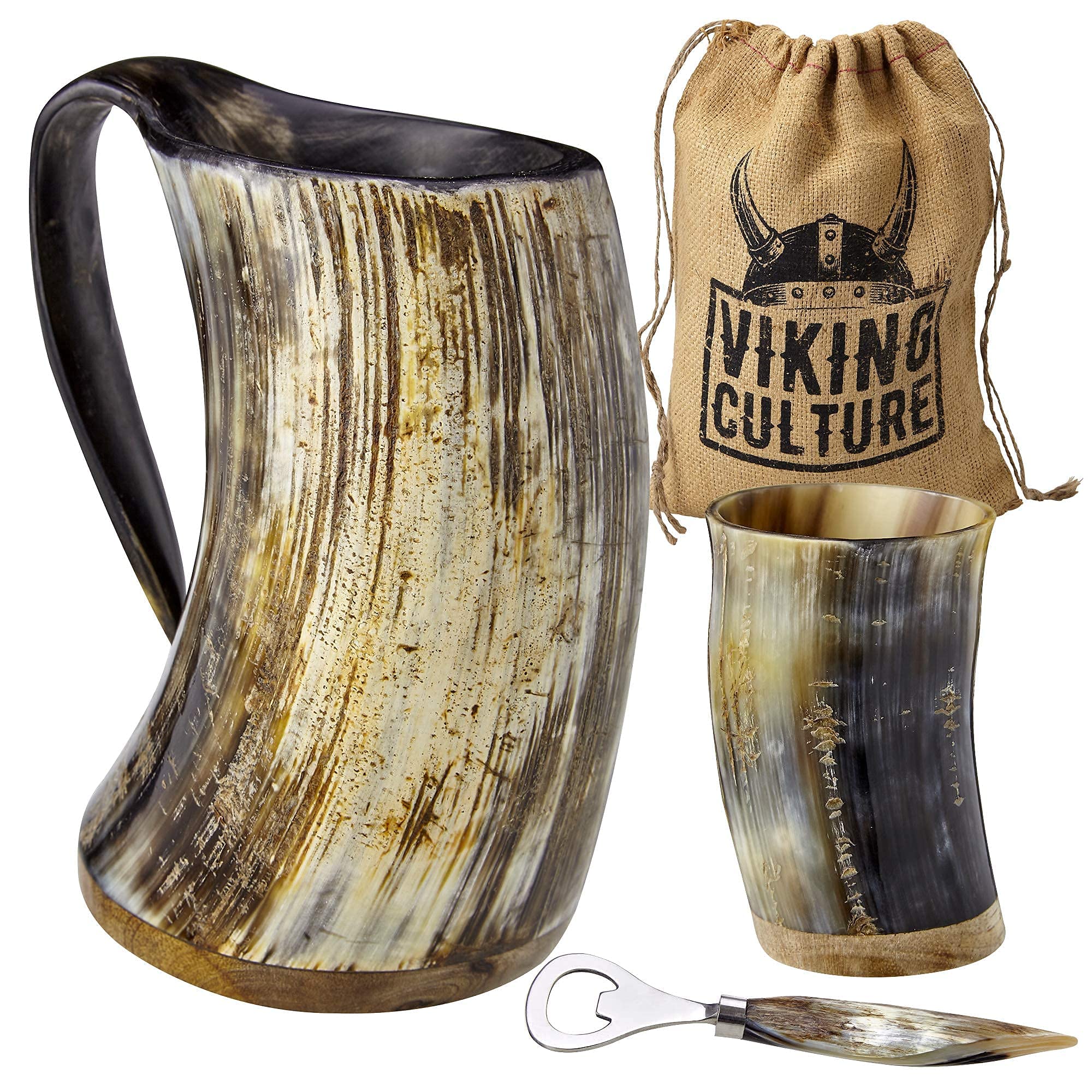 Food-grade lacquer finish protects the horn and preserves beverage quality.