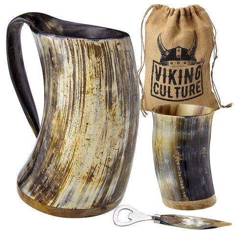 Food-grade lacquer finish protects the horn and preserves beverage quality.
