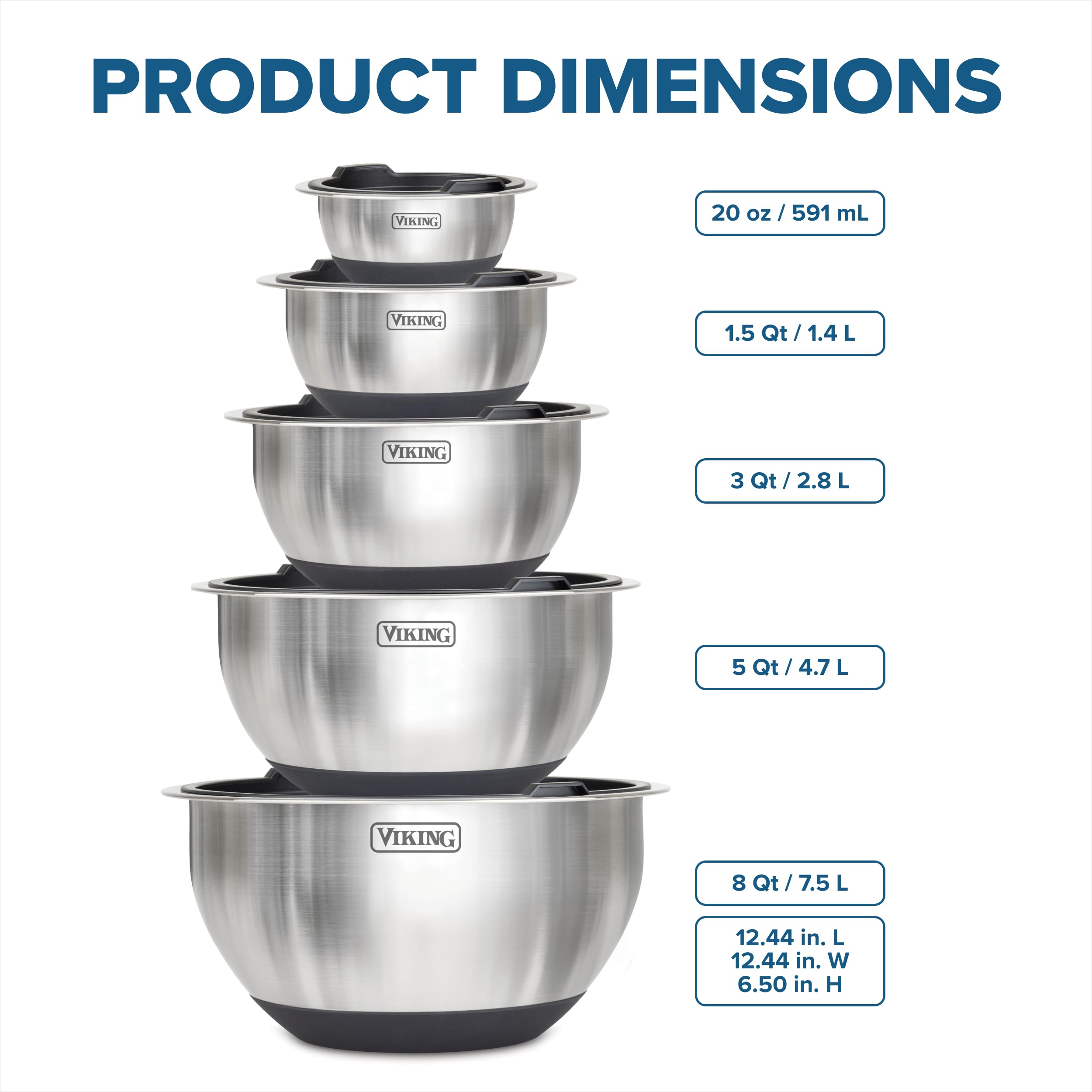 Viking 8 qt bowl with mirror interior resists stains