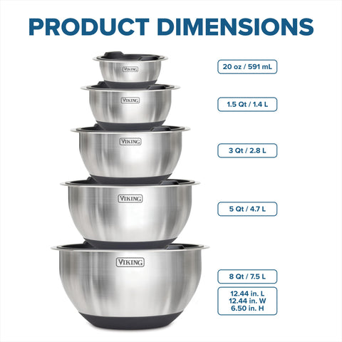 Viking 8 qt bowl with mirror interior resists stains