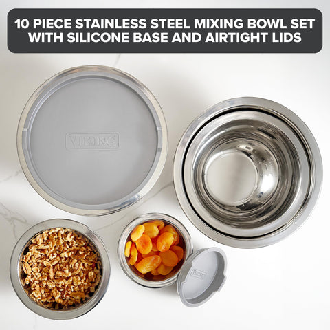 Viking mixing bowls with non-slip silicone base protecting counters
