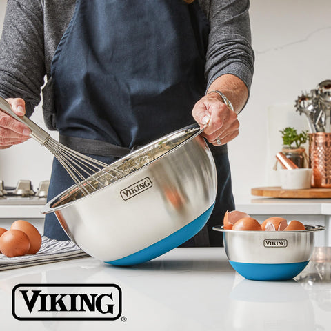 Viking stainless steel bowls with tight lids for make-ahead meals.