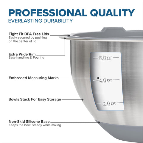 Viking bowls with tight-fit lids for fresh prep and storage