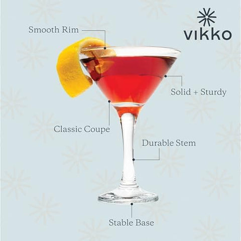 Vikko martini glasses with stem offer a refined, elegant presentation.