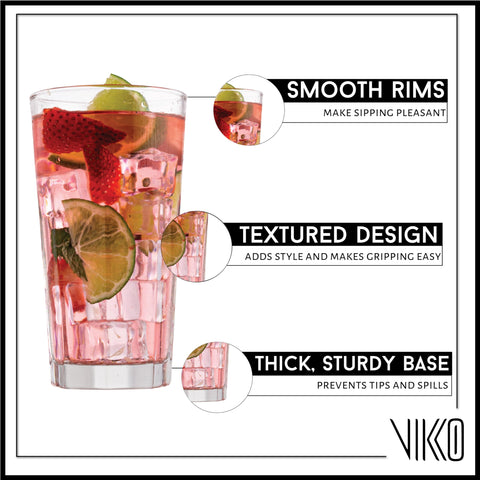 Vikko tall water glasses with a heavy base for stable pours and steady sipping