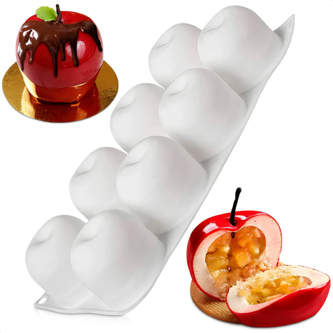 VIKROM 8-cavity apple silicone mold for oven use with easy release.
