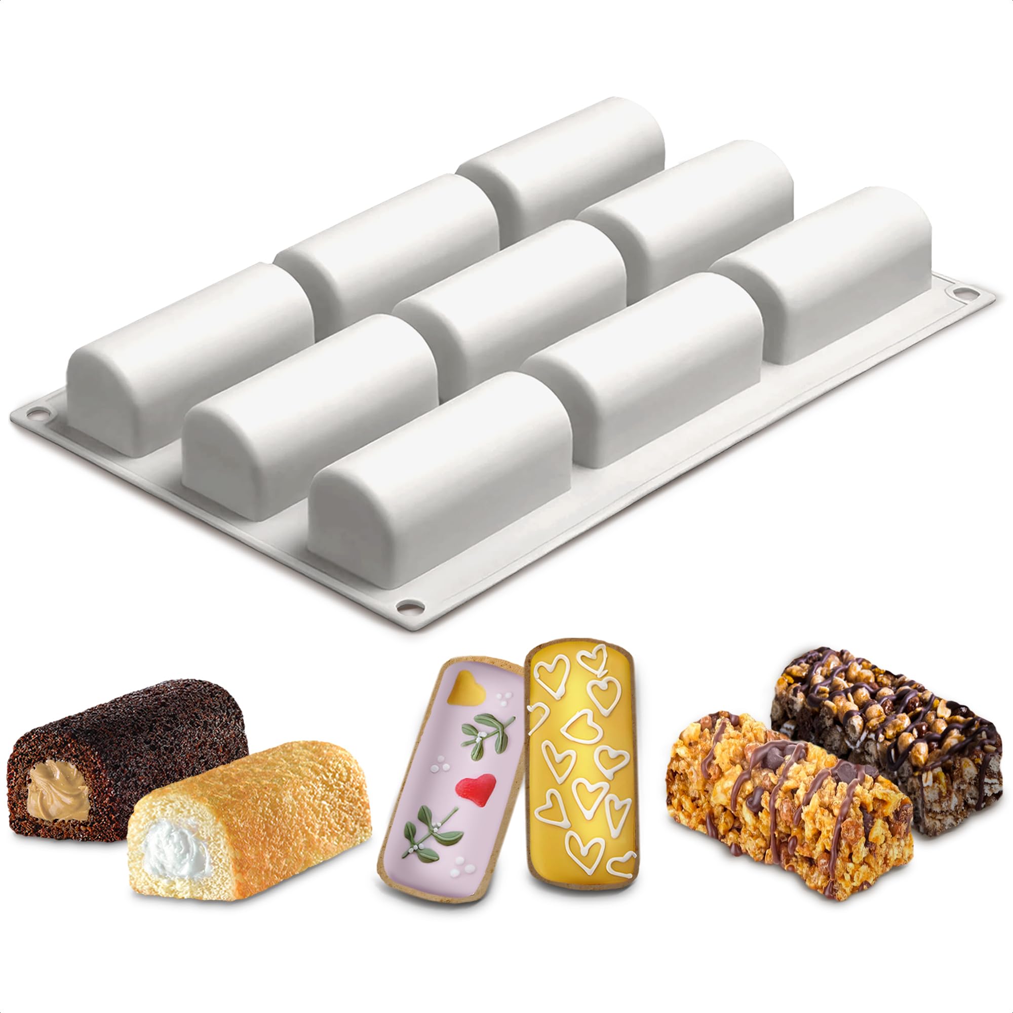 VIKROM 9-cavities silicone roll mold front view for quick mini Swiss rolls and desserts