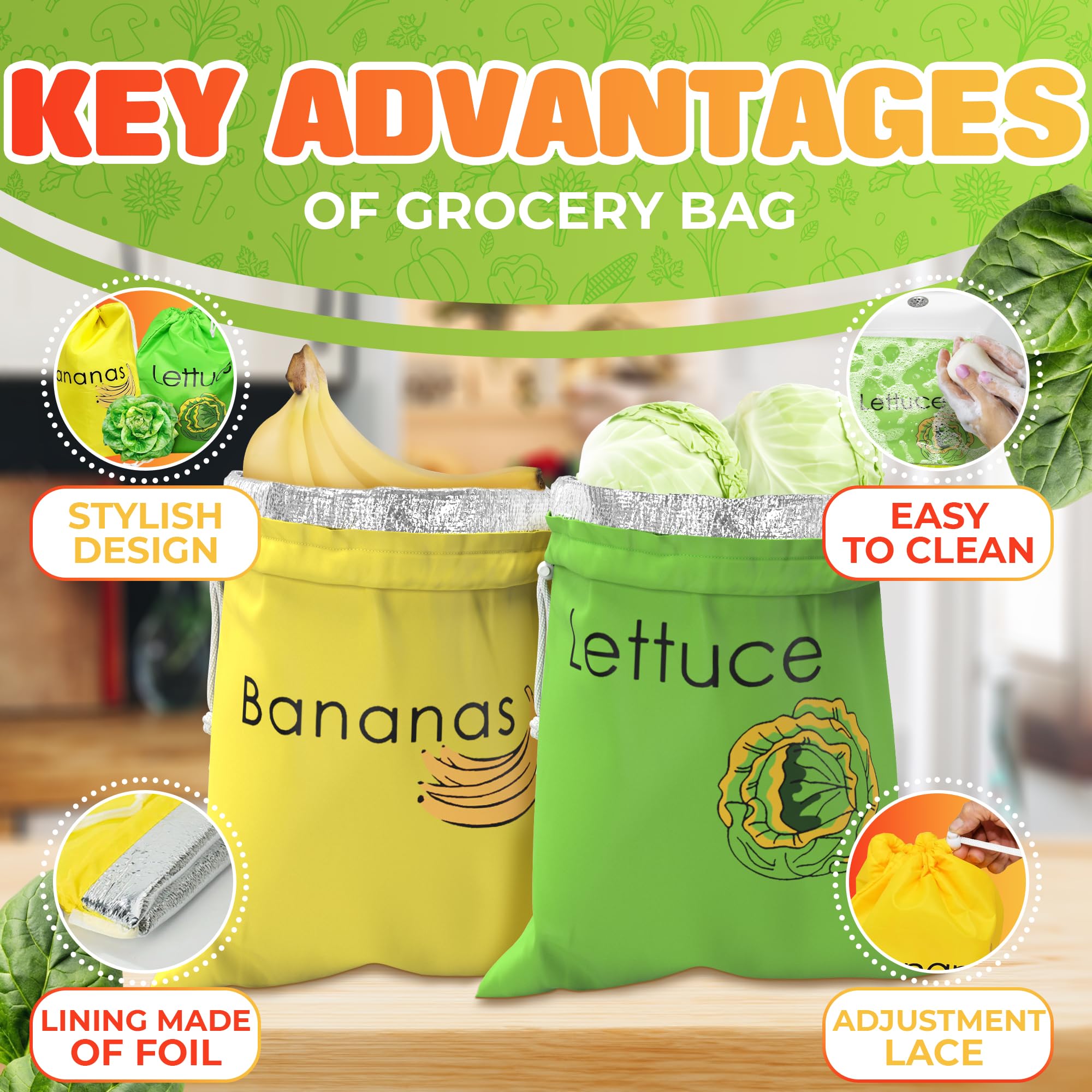 VIKROM breathable nylon produce bag demonstrates airflow for freshness