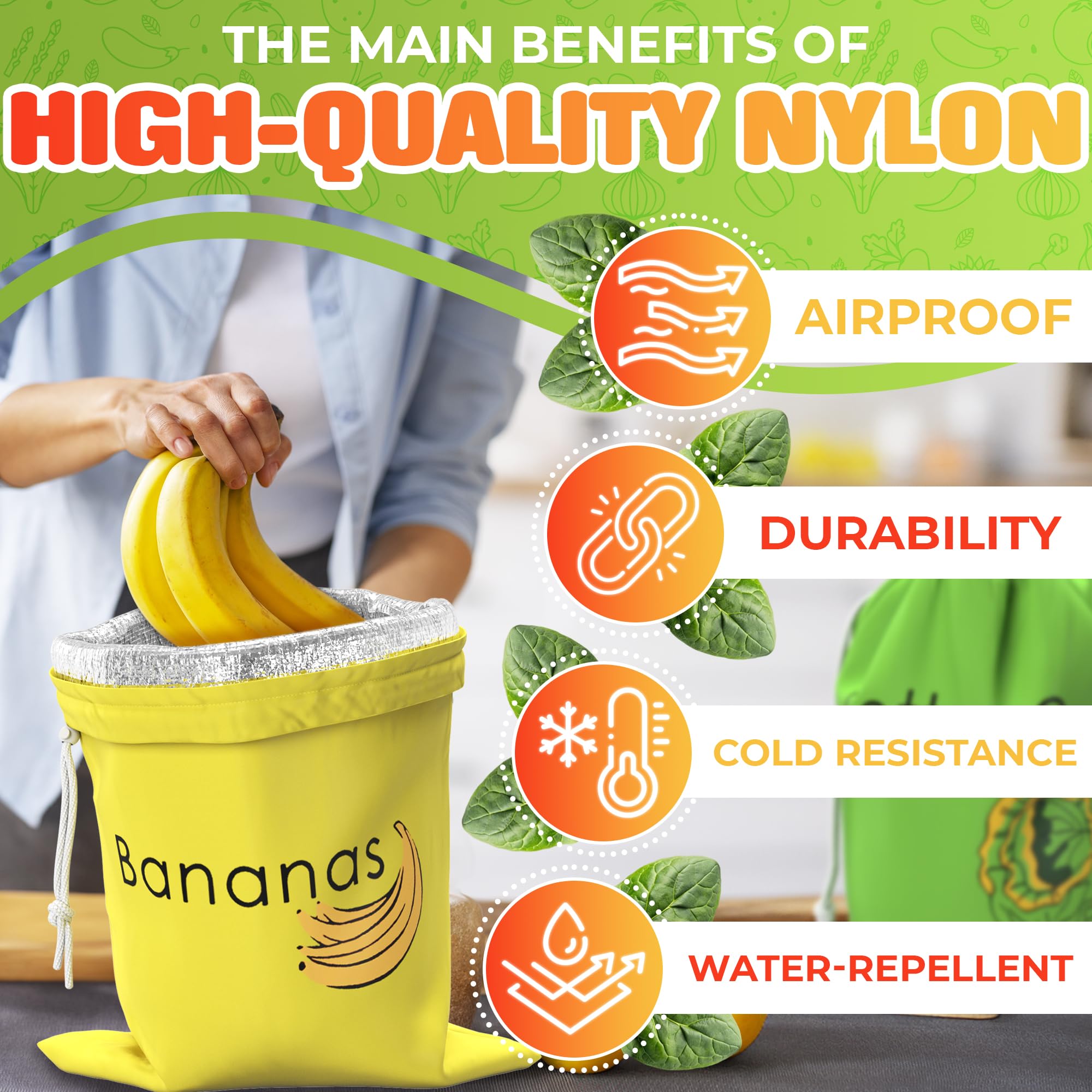 VIKROM fridge storage bags pack organized in a crisper