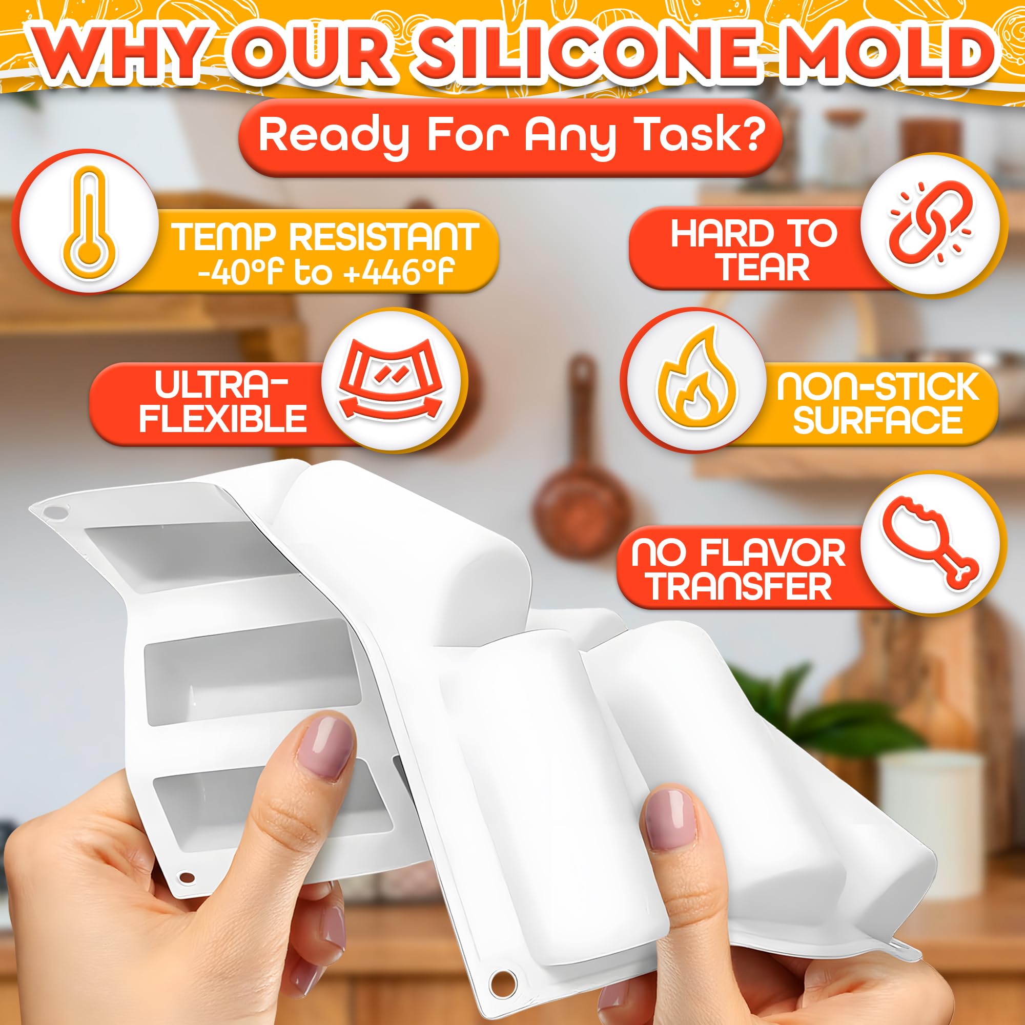 VIKROM 9-cavities roll mold nonstick interior for clean, crack-free desserts