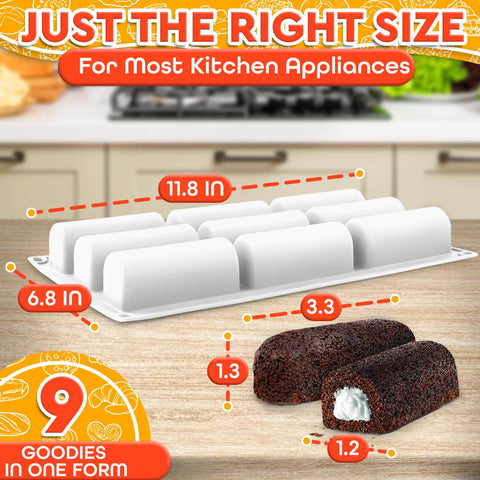 VIKROM twinkie mold side view showing easy release and durable silicone surface