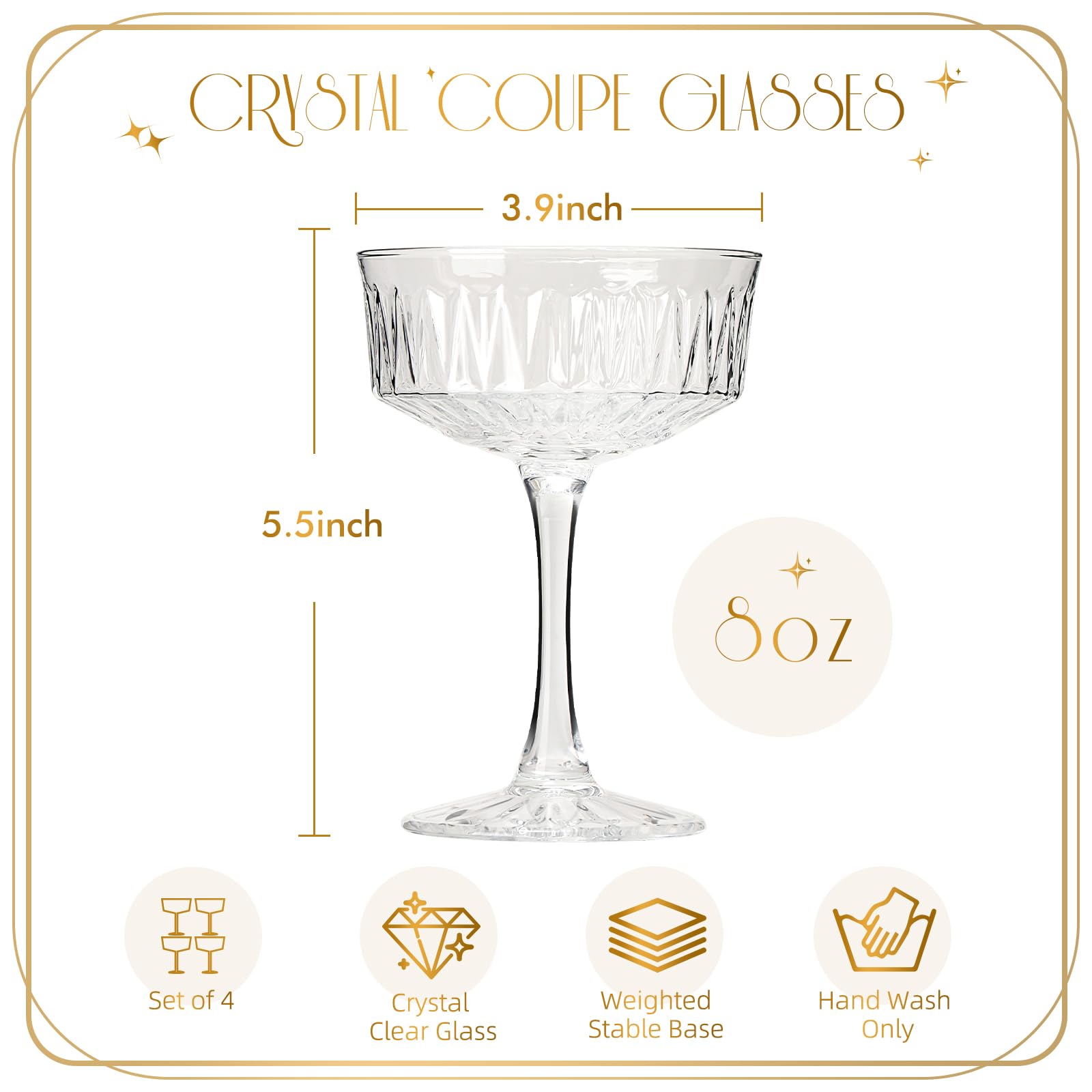 VIMERPA coupe glasses in a satin-lined gift box for an elegant unboxing.