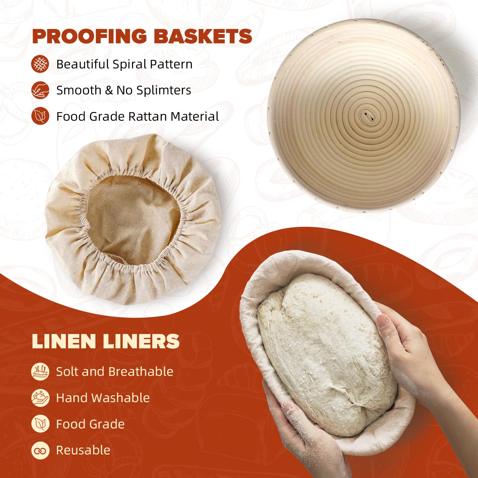 VIMERPA 10-inch oval banneton for consistent proofing and texture