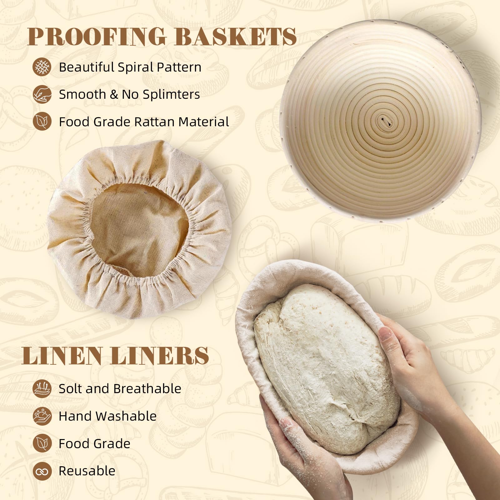 VIMERPA oval proofing basket encourages rise and pattern-ready dough