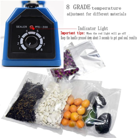 VIMI impulse sealer in action sealing a bag, ideal for quick retail packaging.