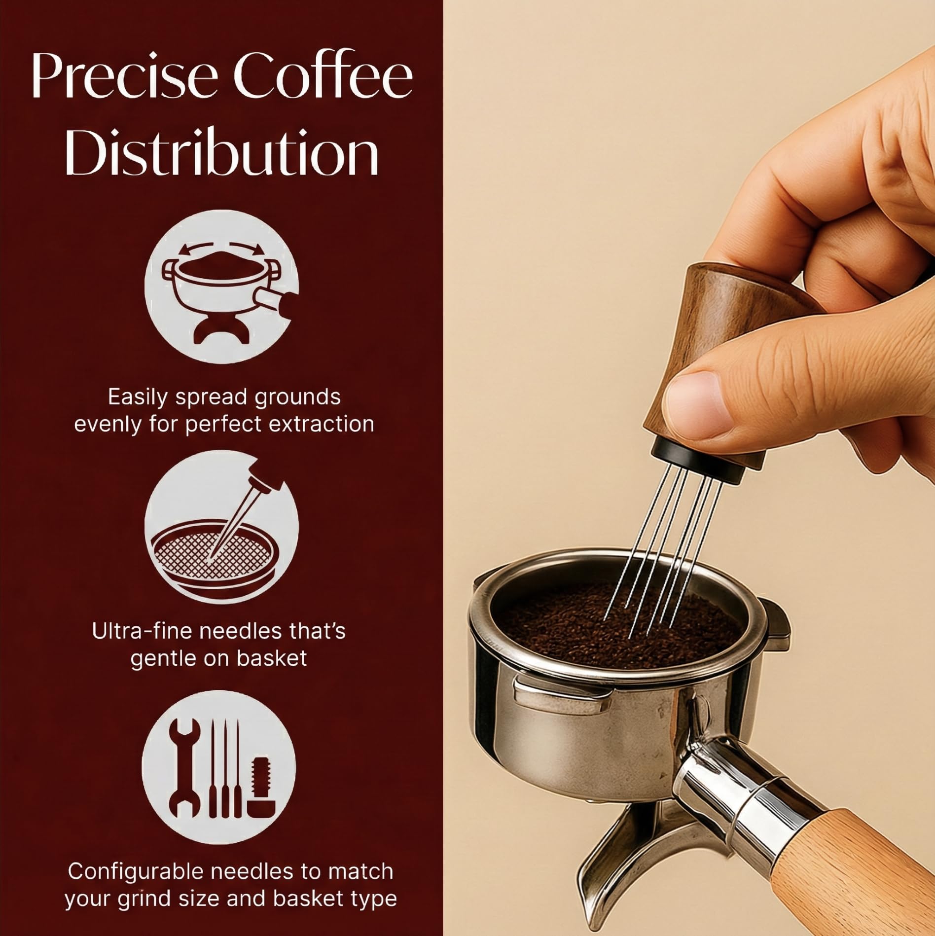 VIN FRESCO WDT walnut handle highlighted for ergonomic grip and premium feel