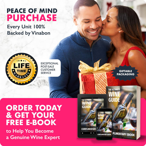 VINABON wineguide-ebook included for practical wine-care and hosting tips