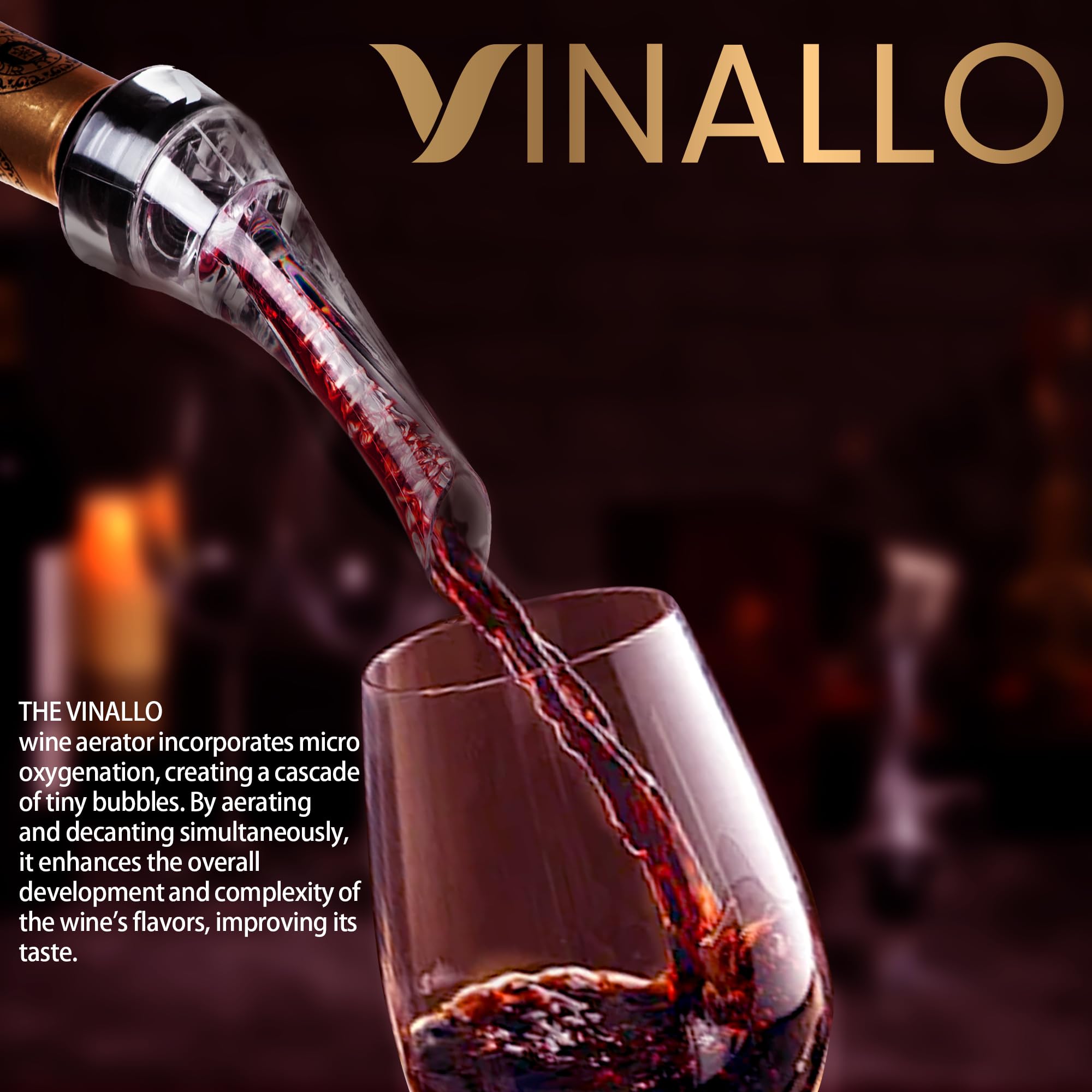 Vinallo no-drip spout prevents spills during pouring.
