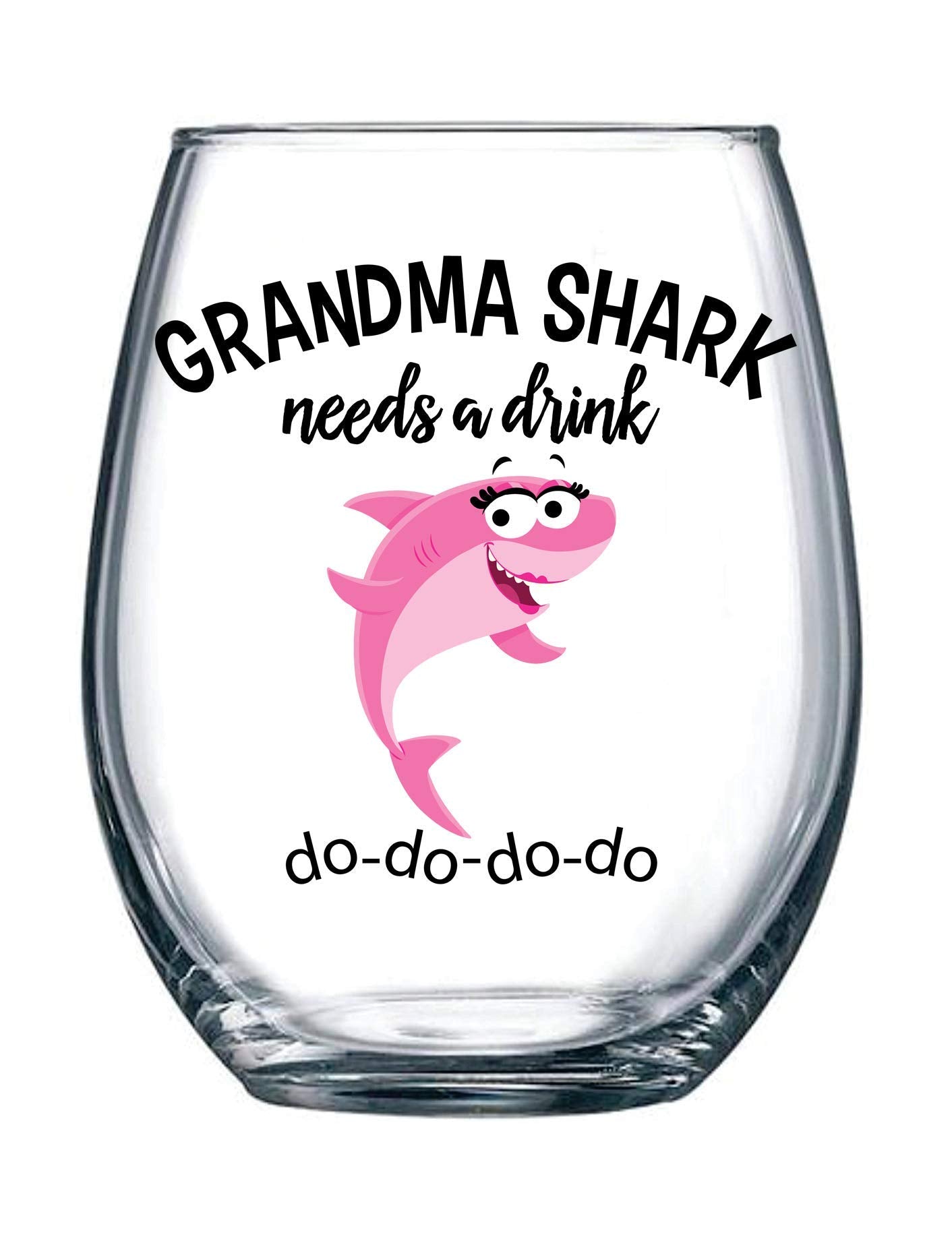 Vine Country Grandma Shark wine glass featuring a playful design, ideal for gifting grandma.