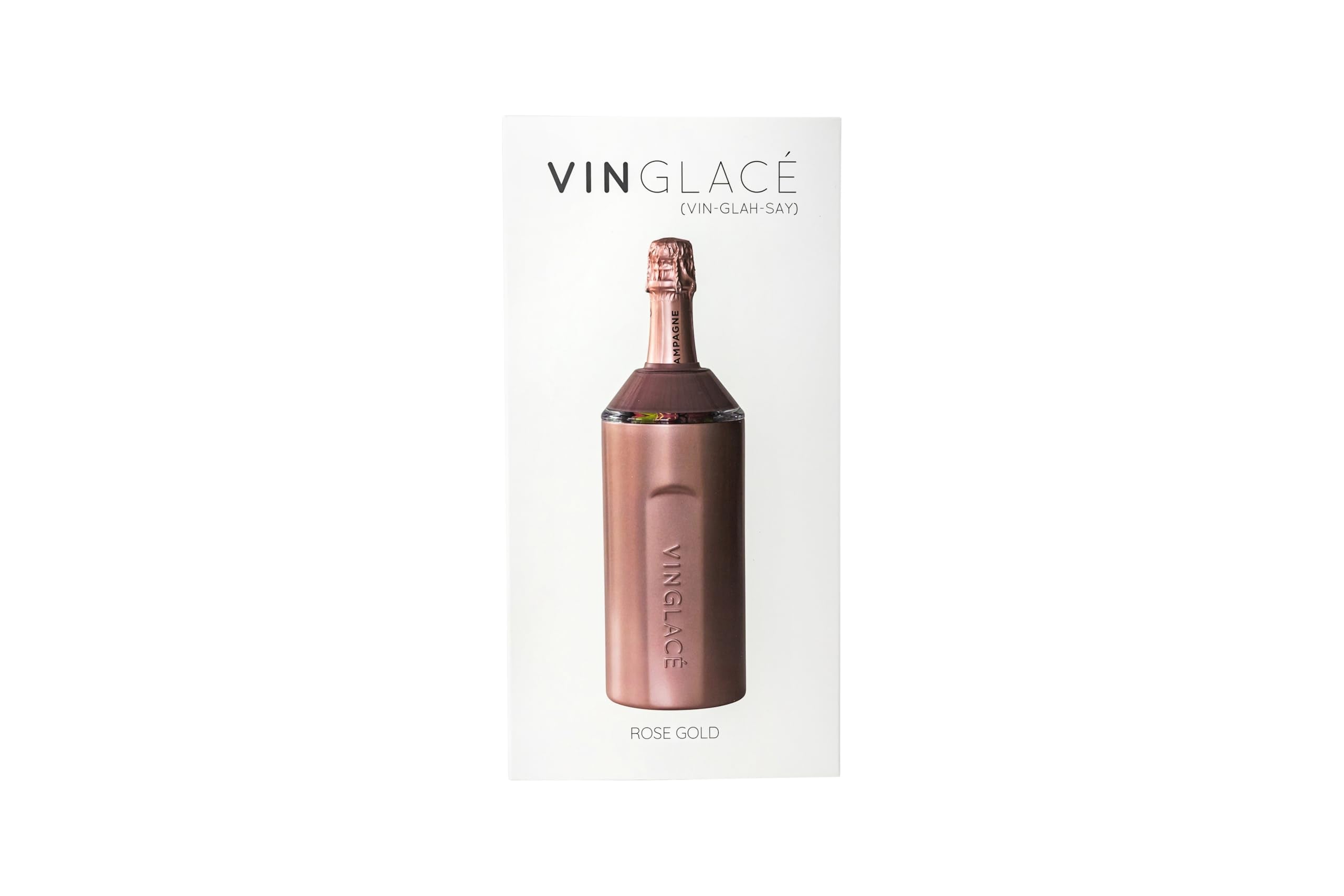 Vinglacé rose gold finish adds elegant style to wine setup.