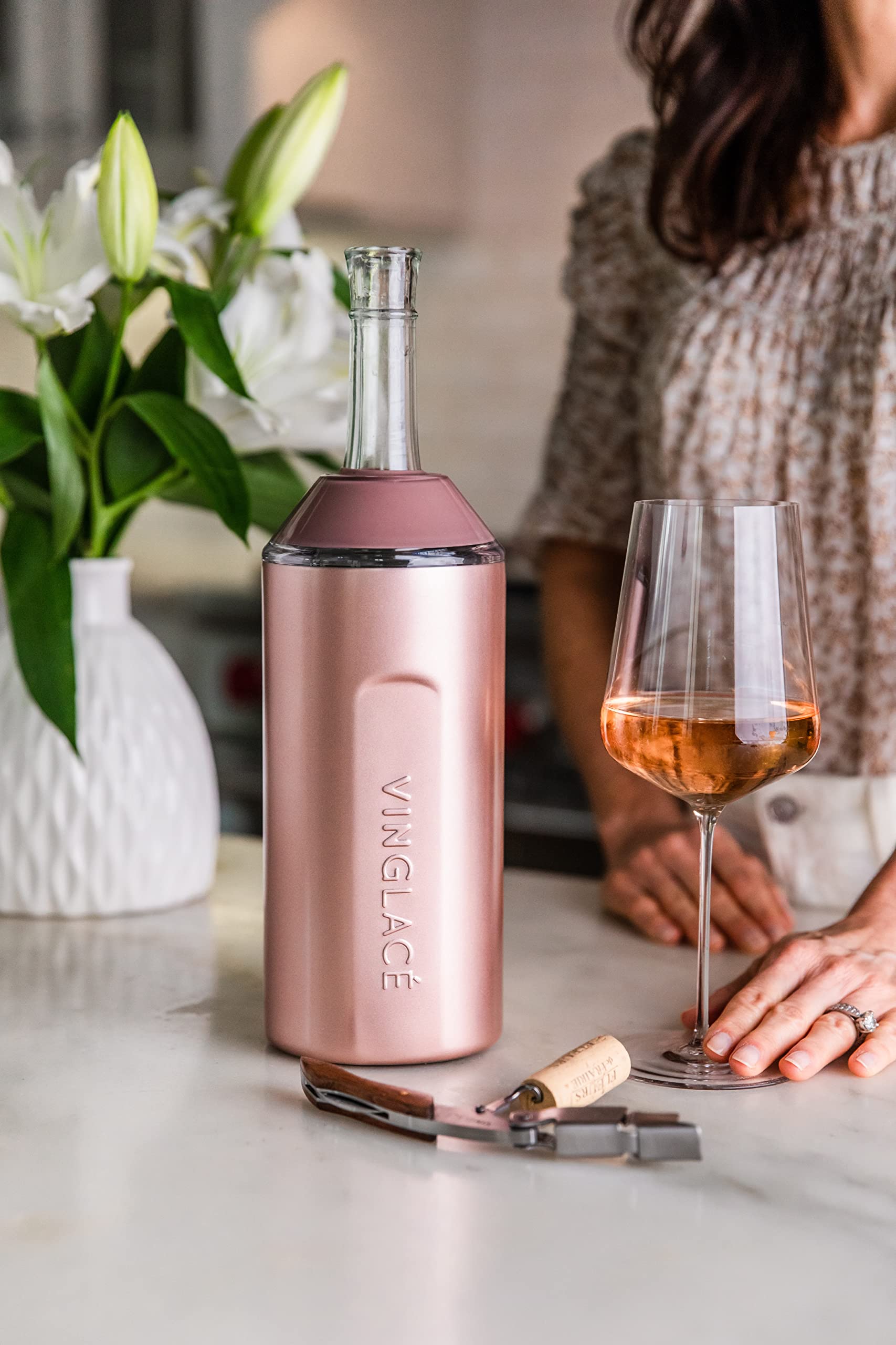 Vinglacé stainless steel cooler sleeve preserves flavor and chill on the go.