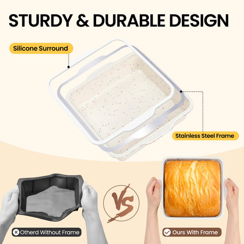 Vinino silicone pan surface shows flexible nonstick release