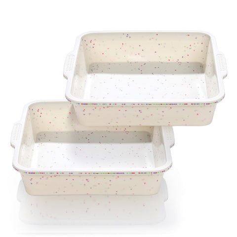 Vinino 8-inch silicone square pan with reinforced frame for secure transfer