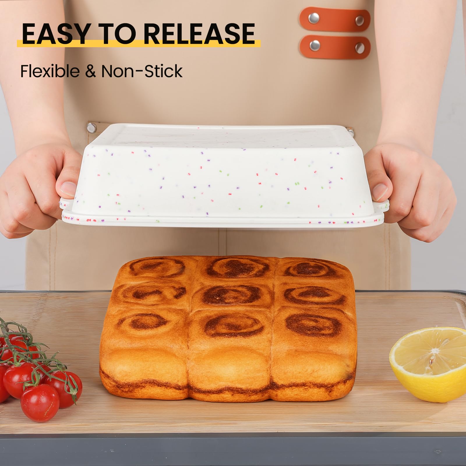 Vinino 8-inch silicone pan withstands -104°F to 446°F temperatures