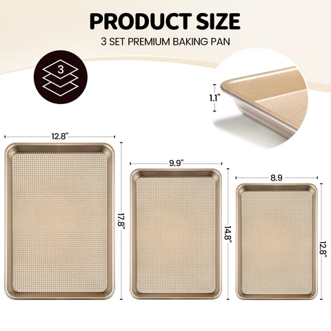 Vinino baking sheet with encapsulated rim and thick steel for durability.