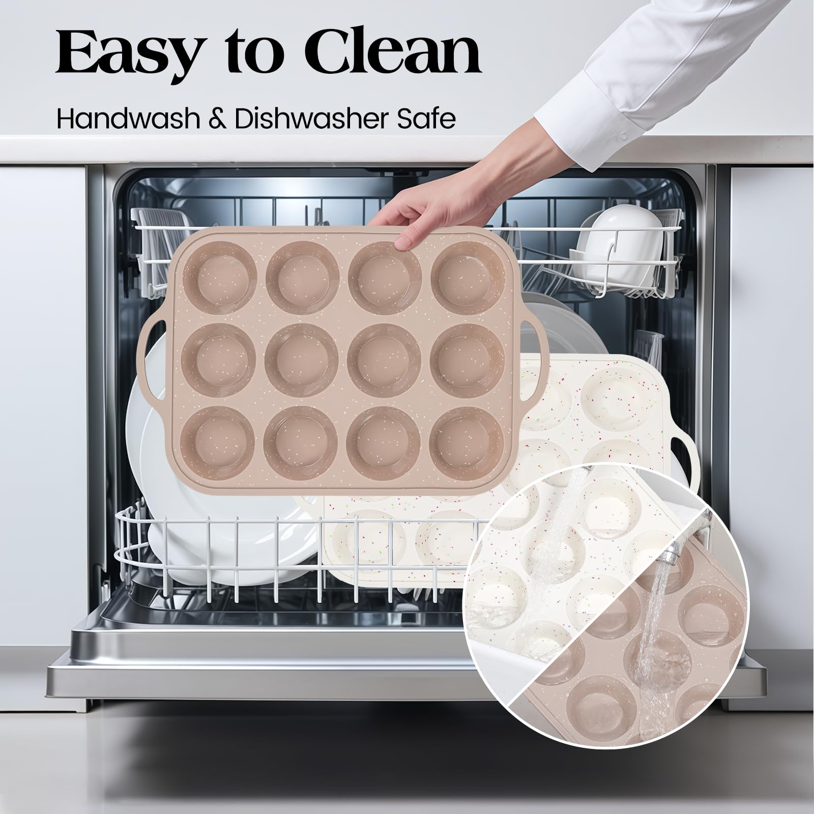 Vinino beige and brown silicone muffin pan adding stylish kitchen flair