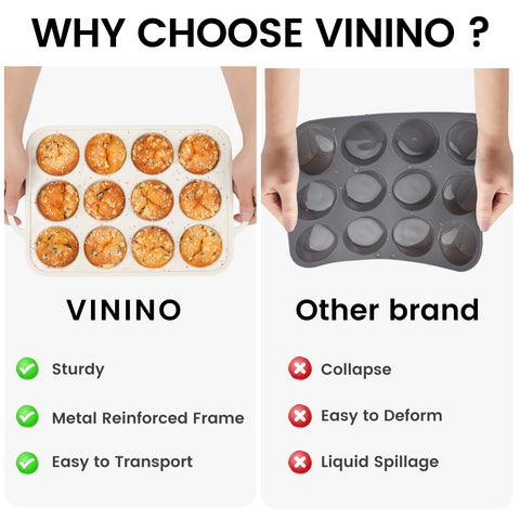 Vinino BPA-free silicone pan for safe food contact and durability.
