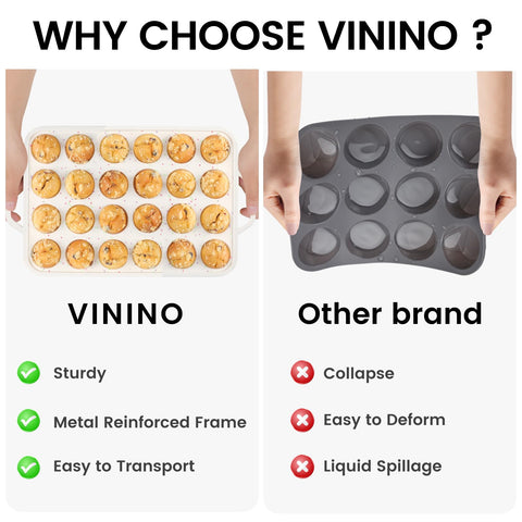 Vinino muffin pan in dishwasher for quick cleanup after baking.