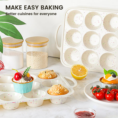 Vinino dishwasher-safe muffin pan for effortless cleanup after baking.