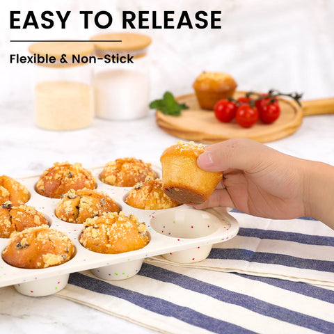Vinino muffin pan oven-safe heat range from -104F to 446F.