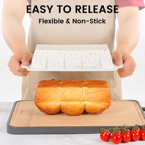 Vinino bread pan has an easy release design for clean loaf removal.