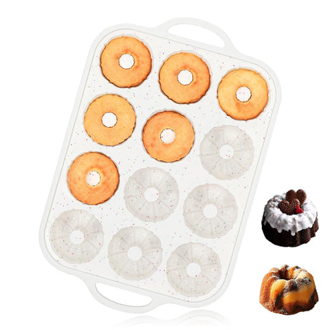 Vinino silicone mini fluted tube pan with 12 cavities for batch baking.