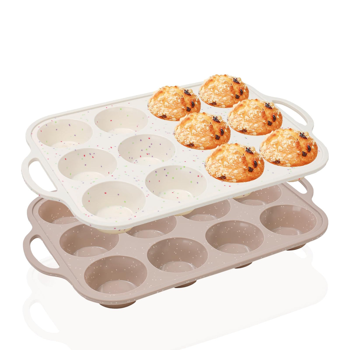 Vinino 12-cup silicone muffin pan with nonstick surface for easy release and even baking