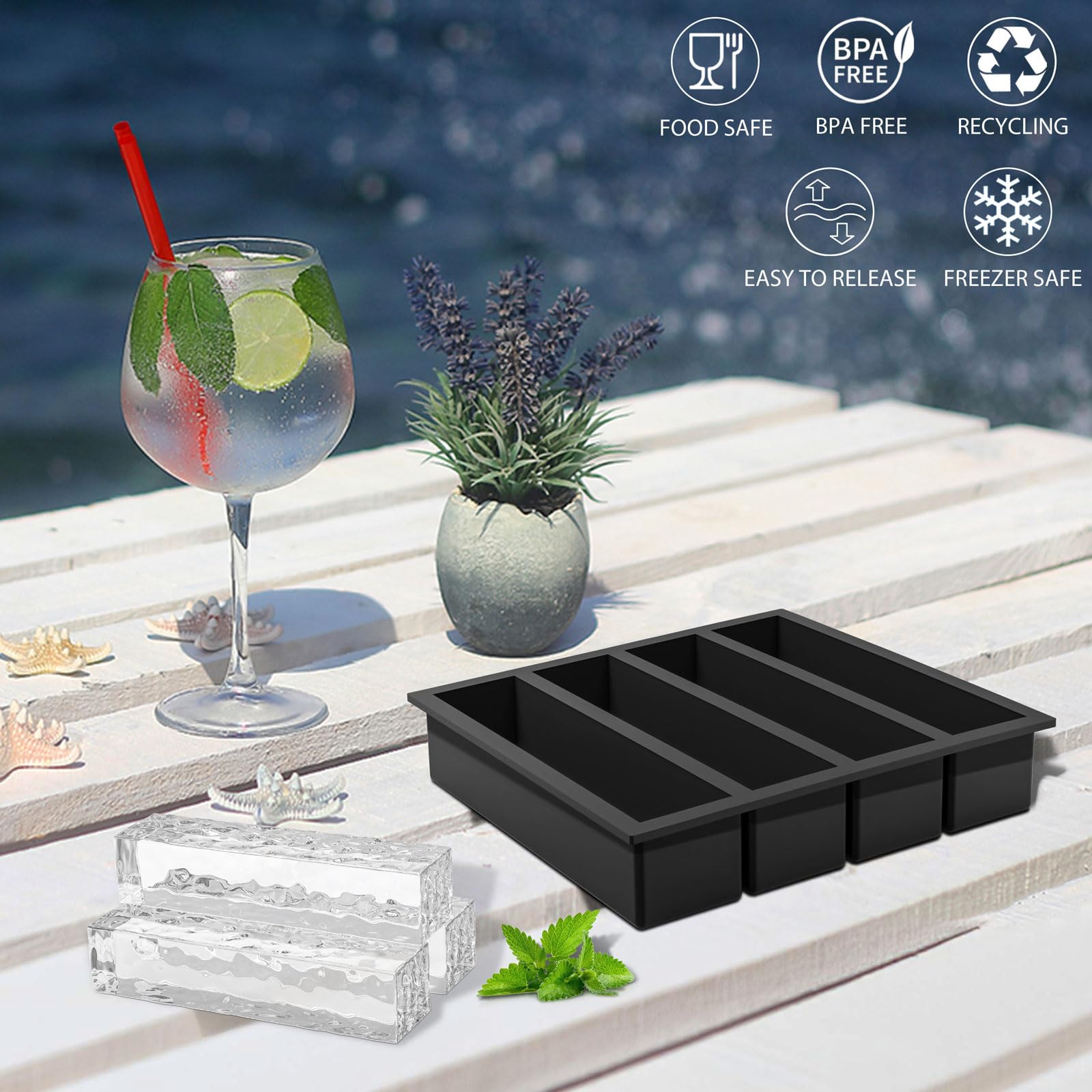 Vinkoe Kitchen sturdy heavy-duty ice tray resists leaks and stains