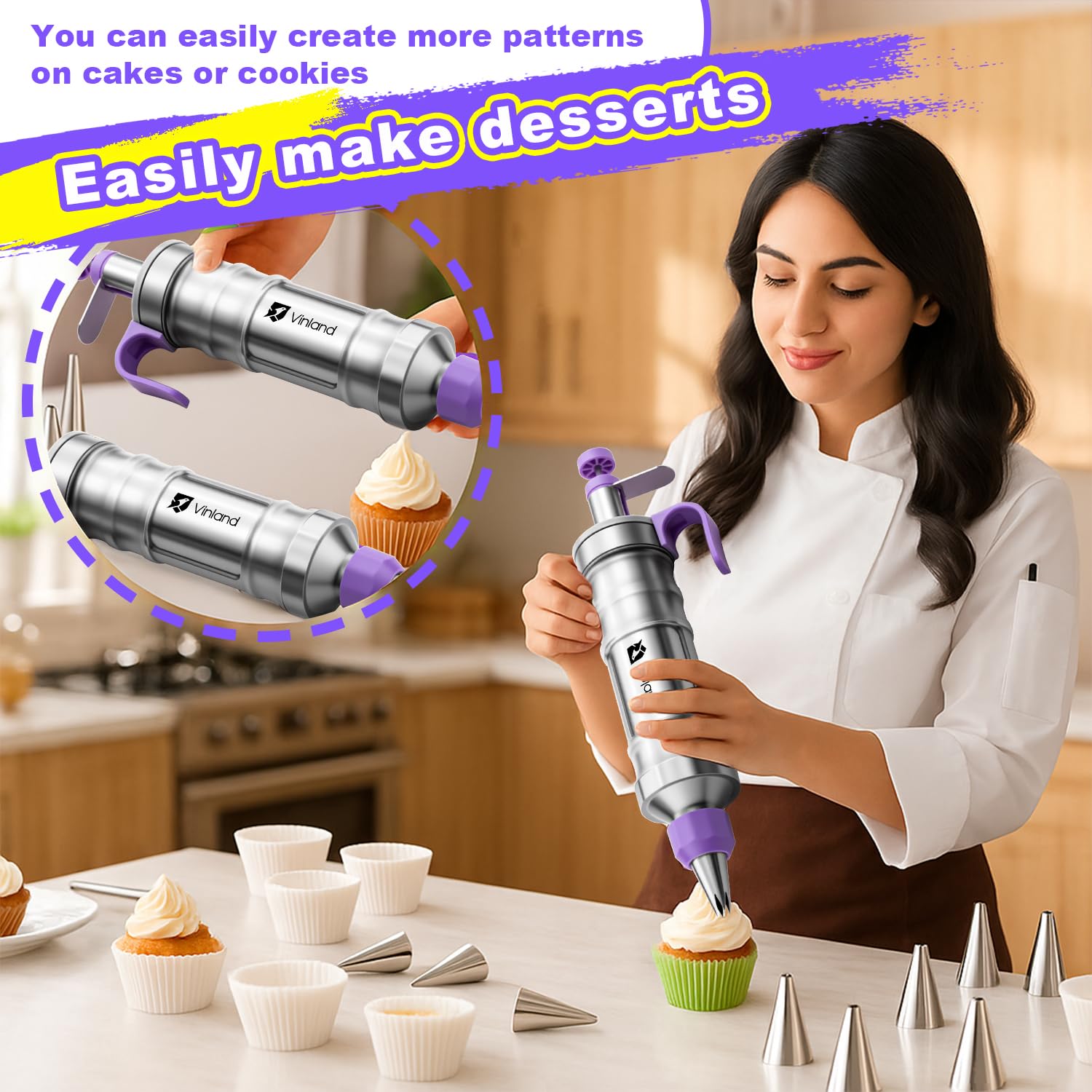 Vinland 50 disposable bags reduce mess while piping consistent cream
