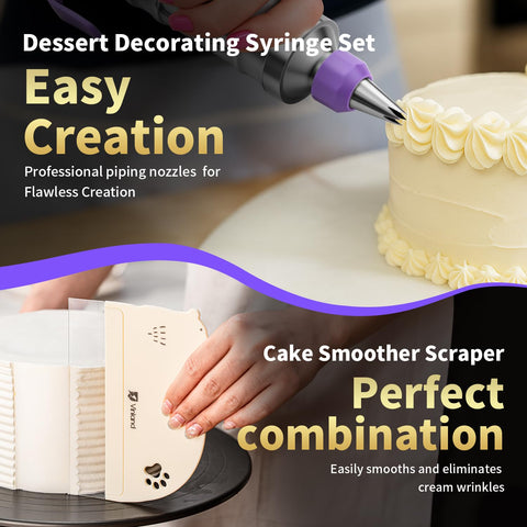 Vinland soft cake scrapers shown with quick icing edge cleanup